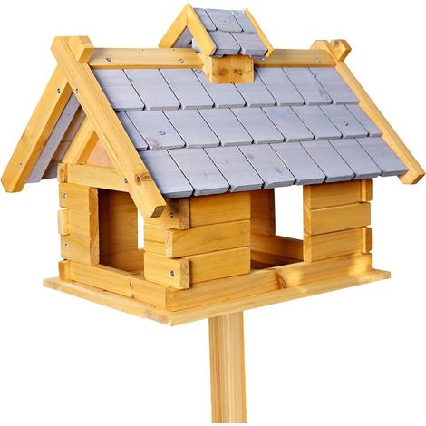 Vogelhaus aus Holz in Grau Vogelfutterhaus Vogelhäuser Vogelhäuschen Vogelvilla (1/5)