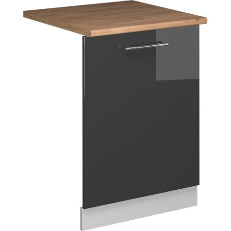 Panel frontal del lavavajillas Fame-Line, Antracita alto brillo, 60 cm , ET Roble, Vicco (1/5)