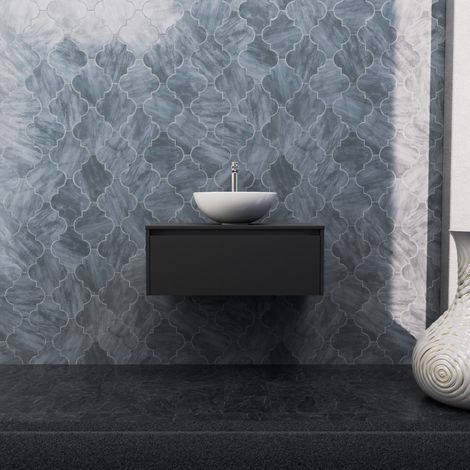 Inda - Mobile bagno L.80 con lavabo in appoggio / Nero opaco 1