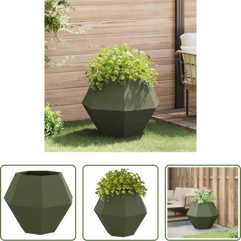 Stahlpflanzer - Pflanzkübel Olive Grün 75 x 75 x 60 cm Stahl (1/5)