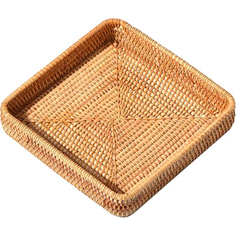 Panier Tissé Rectangulaire - Panier de Rangement en Rotin Naturel pour Serviettes, Papier Toilette, Savon - Intérieur Extérieur - 1 Pièce (1/5)