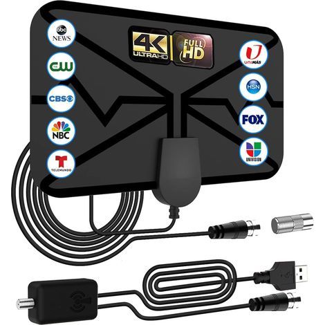 Antenne TV intérieure TNT HD 420KM – Antenne HDTV numérique longue portée – Amplificateur de signal 4K 1080P VHF UHF – 5m câble coaxial (1/5)