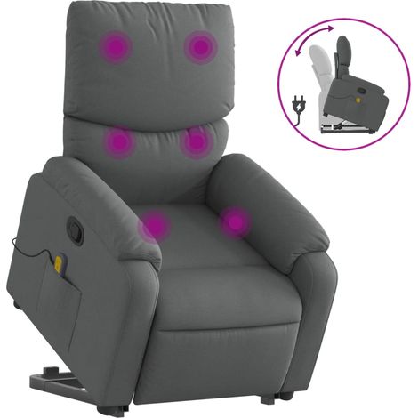 Maison Exclusive - Poltrona Alzapersona Massaggi Reclinabile Grigio Scuro Tessuto