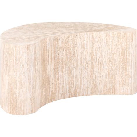 Coffee Table Travertine Effect MDF with Paper Veneer Kidney-Shaped Living Room Modern Style BILPA