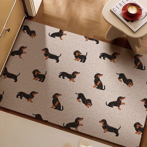 Dodo le chiot, 50 x 80 cm, boucle en soie Tapis d'entrée à motifs de dessins animés, tapis bouclé résistant aux taches et à l'usure, adapté à un usage domestique dans les entrées, découpable et antidé (1/5)