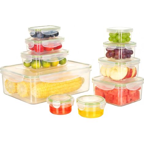 Lot de 10 Boîte Alimentaire Set, Plastique Boîtes Alimentaires avec Couvercle, Réutilisables Meal Prep Containers, Sans BPA, Récipients Conservation pour Micro-Ondes Lave-Vaisselle Réfrigérateur (1/5)