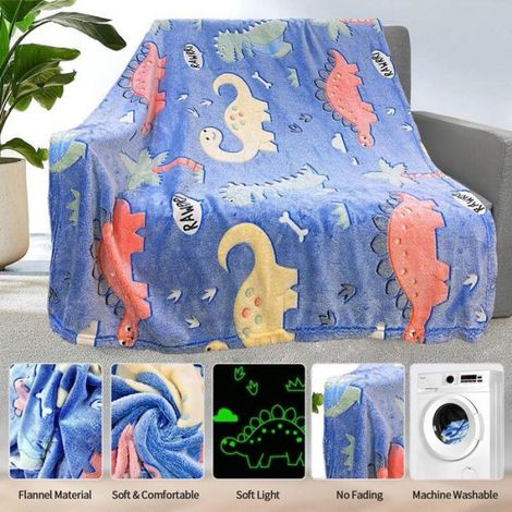 Couverture - Dino - Phosphorescente - Multicolore - 120x150 cm - Enfant (1/5)