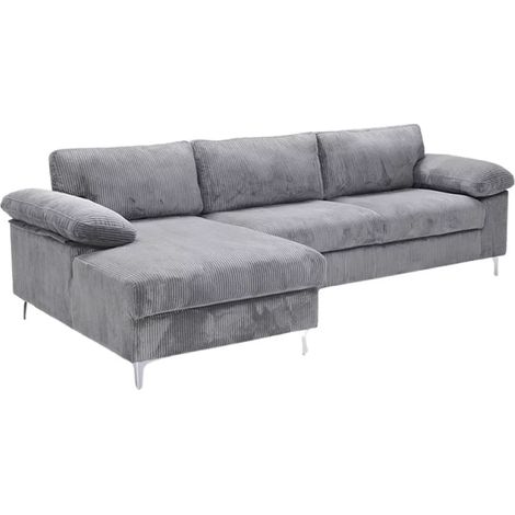 Sofá Chaiselongue izquierda modelo Cyril-267 tapizado gris, 260cm(ancho) 132cm(fondo) 86cm(altura). (1/2)