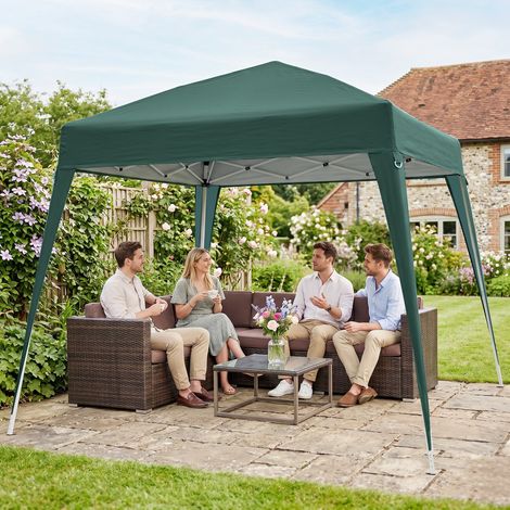 Abri de Jardin Pliant 2,4x2,4m avec Armature en Acier et Haubans Anti-Vent, Vert (1/5)