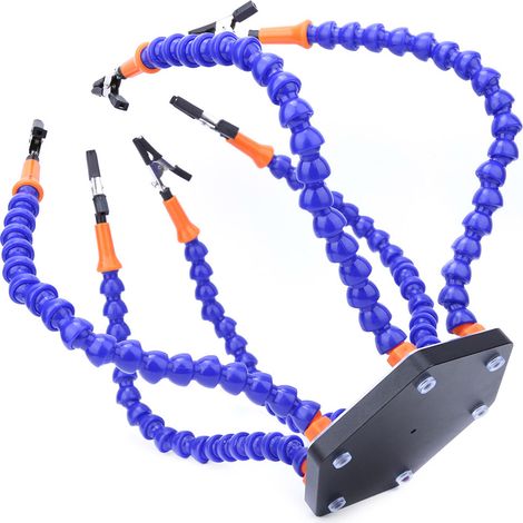 Support de soudage pour circuit imprimé (PCB) à 6 bras flexibles avec pince de serrage intégrée (1/4)