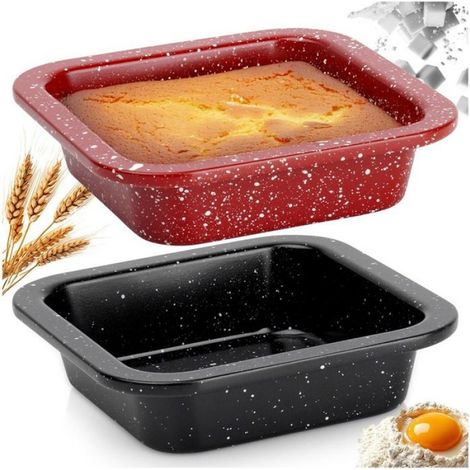 Moule À Gâteau Carré - Acier Carbone - Antiadhésif - 12x12 Cm - Lot De 2