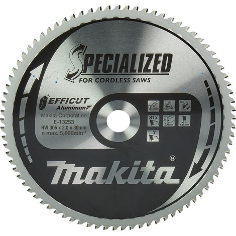Makita – Lame de scie circulaire 305 mm – Alésage 30 mm – 81 dents Efficut pour aluminium – Coupe rapide et nette – Technologie anti-vibration - E-13253
