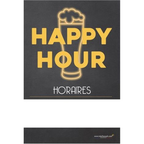 Sticker autocollant HAPPY HOUR HORAIRES dimensions 61 x 41 cm (1/3)