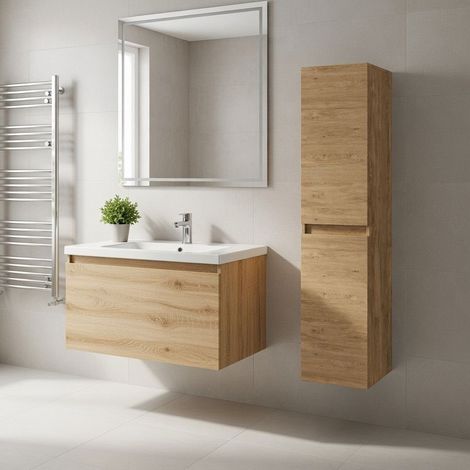 Colonna bagno sospesa mod. LOFT cm. 130  - Rovere Naturale