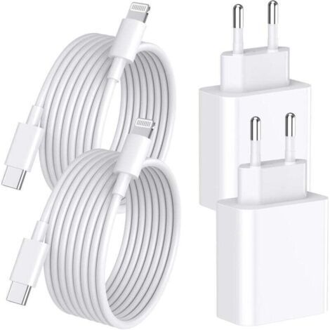 Chargeur Rapide iPhone 14 13 Pro Max, 4-Pack [Certifié MFi] Chargeur Mural USB C PD 20W avec câble de Charge Rapide USB C vers Lightning de 2 mètres Compatible avec iPhone 14 13 12 11 Pro Max XS XR X (1/3)