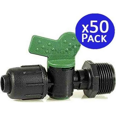 Lot de 50 Vanne 1/2'' M pour gaine agricole 16 mm pour système d'arrosage
