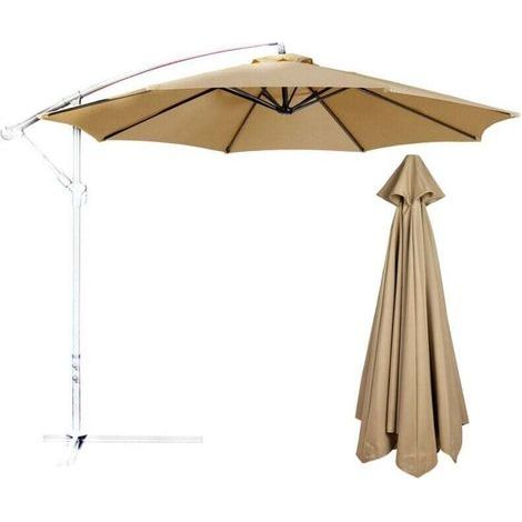 Parasol extérieur, imperméable et protégé contre les UV, canopée de remplacement pour parasol de terrasse (sans pied) marron, convient à 2,7m, 8 oses (1/5)