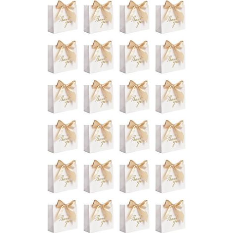 Juego de 24 pequeñas bolsas de regalo de agradecimiento, bolsas de regalo, cajas para dulces con cinta dorada, bolsas de regalo de papel, F (1/4)