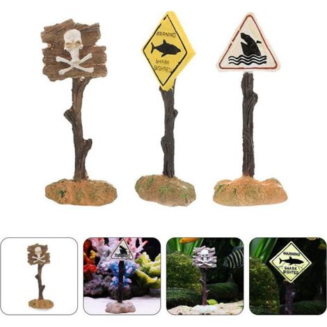 Lot de 3 panneaux d'avertissement en résine pour aquarium (1/5)