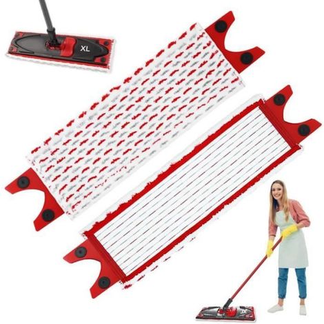 Recharge Balai Serpillière - Microfibre - 51 x 14 cm - Rouge - 1 Pièce (1/3)