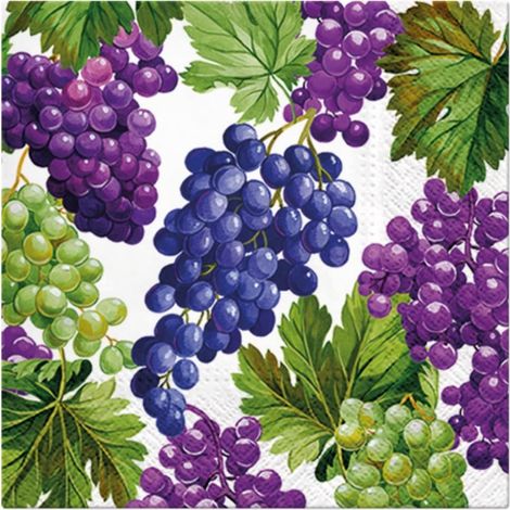 Serviette Papier 3 Plis (33 x 33 cm) Lot de 20 Serviette de Table Papier pour les Anniversaires, les Fêtes, les Garden Parties, les Événements Familiaux (Natural Grapes) (1/5)