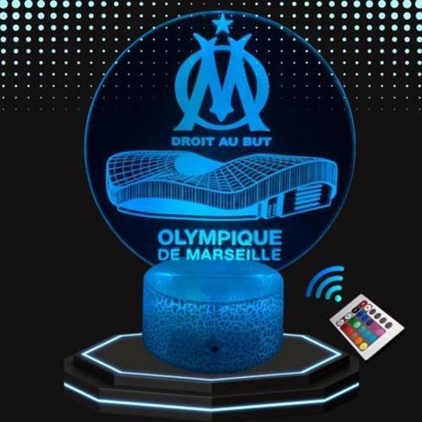 Lampe de Chevet 3D LED Olympique de Marseille OM om Football Vélodrome, Veilleuse changement Couleurs, Lampe tactile Bureau Chambre (1/5)