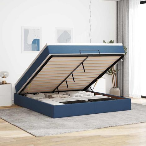 Ottoman-Bett mit Matratze Blau 160x200 cm Stoff (1/5)
