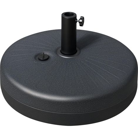 Pied de parasol  22 kg, support rond pour parasol, poids pour parasol, compatible avec les parasols à tube de 38/48 mm de diamètre, pour balcon, terrasse, jardin, noir