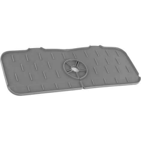 Tapis de robinet en silicone réutilisable, récupérateur d'eau, égouttoir pour évier de cuisine ou salle de bain, gris (1/5)