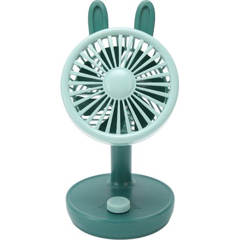 USB-Tischventilator für Studenten, winkelverstellbar, ergonomisch, niedliche Hasenform, klein und leise, ideal für Camping und Picknick, grün (1/5)