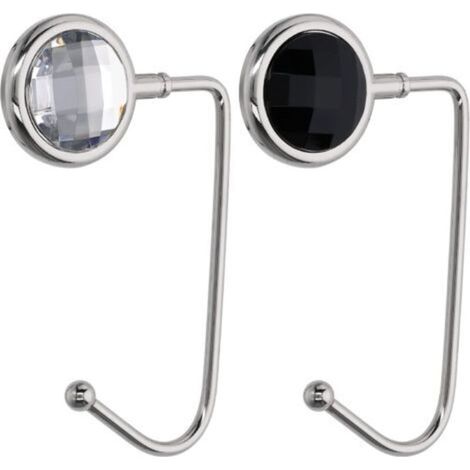 2 Pcs Handbag Hook - Rigid Aluminum Zinc Hook - Bag Holder for Desk Table - Handbag Suspension for Small Items - Black-White-Silver (1/5)