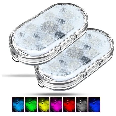 2Pcs RGB Éclairage Intérieur de Voiture,Interrupteur Tactile Lampe Voiture Intérieur,LED Voiture Interieur,Éclairage d'ambiance de Voiture Multicolore avec et Port USB (1/5)