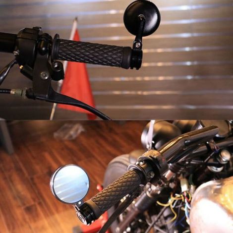 Rétroviseur De Moto - Aluminium CNC - Verre Bleu Anti-éblouissement - Homologué ECE R46 - Pour Guidon 22 25 28 mm - Lot De 2 (1/5)