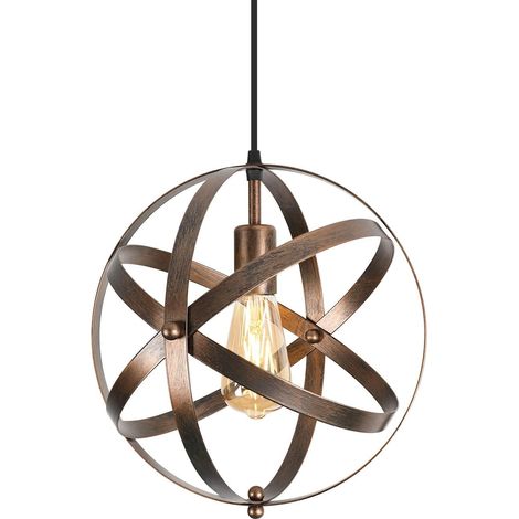 COMELY Lampada a Sospensione Vintage, Lampadario Retro Plafoniere, Illuminazione a Soffitto Industriale E27 per Ristorante Bar Sala da Pranzo Lampadario 30 cm - 2 PCS - Ferruginoso - Lampadina non inc (1/5)