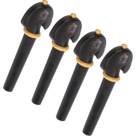 4 chevilles de violon sculptées à la main en ébène avec ornements floraux, accessoires pour instruments à cordes (motif nacre) (1/5)