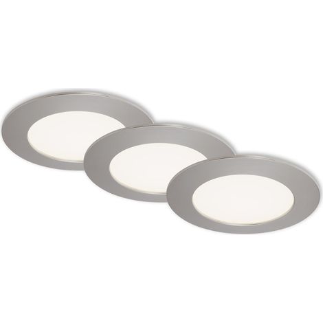 LED Einbauleuchte Einbaulampe 3er Set 4000K IP44 8W silber Kunststoff Briloner