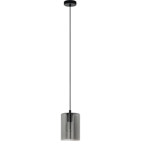 Isla de Cocina Suspendida Cadaques en Cristal Cilindro Ahumado con 1xE27 Ø16 cm Eglo