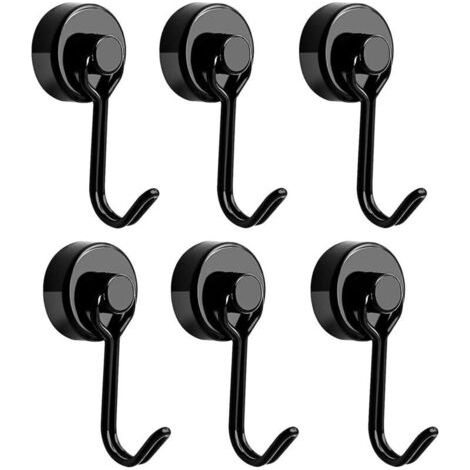 BUNTHAUS PA Leistungsstarke Magnethaken, Kühlschrankmagnethaken, schwarzer Neodym-Schwenkmagnet, Magnethaken, Magnethaken für Küchenhandtuchtisch, 6 Stück (1/4)