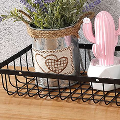 Panier à fruits/récipient à légumes portable et détachable en acier au carbone double couche, adapté au pain et aux en-cas, utilisable à la maison ou à l'extérieur, noir. (1/5)