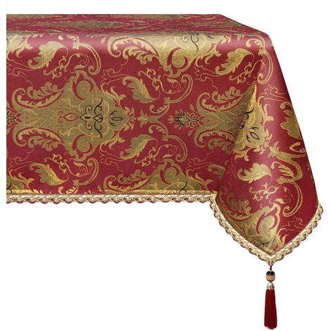 Tischdecke mit Quasten 140x240cm Burgund für Esstisch und Party