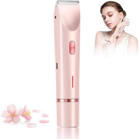 Tondeuse bikini électrique pour femme, rasoir pour parties intimes pour femme, rasoir électrique deux en un pour femme, convient pour le bikini, le visage, les jambes et les aisselles, rose (1/4)