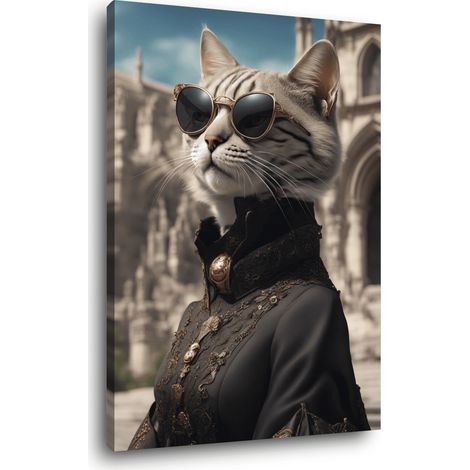Tableau sur toile chat gothique 30x45 cm - Impression sur Toile Murale Décorative - Image imprimée en HD sur Toile - Toile sur Châssis en Bois FSC - Fabriqué en France (1/5)