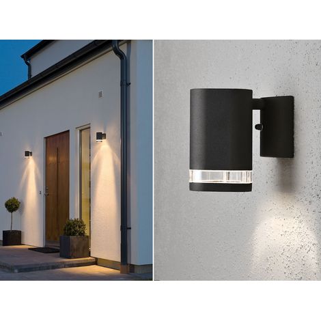 2er-Set Aluminium Wandleuchte MODENA schwarz, GU10, Höhe 13,5 cm, IP44 (1/5)