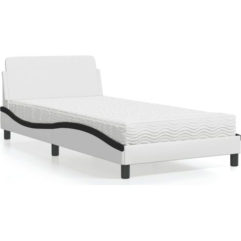 Cama con colchón Dover cuero sintético blanco y negro 100x200 cm vidaXL (1/5)