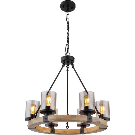 [GEBRAUCHT] B-Ware Globo Hängeleuchte Pendelleuchte Lila Mit Holzring Rund Sechsflammig Lampe Spot (1/2)
