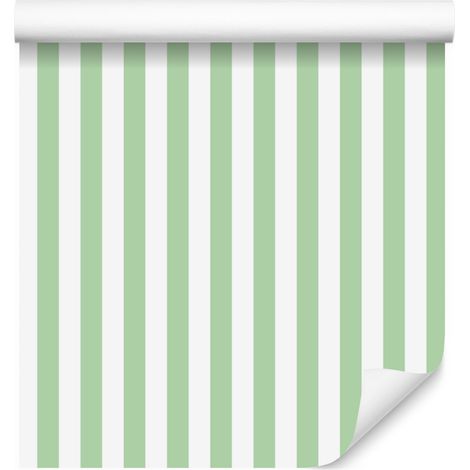 Weiß-mint gestreifte Tapete für Wohn- und Schlafzimmer, 50 x 1000 cm (1/5)