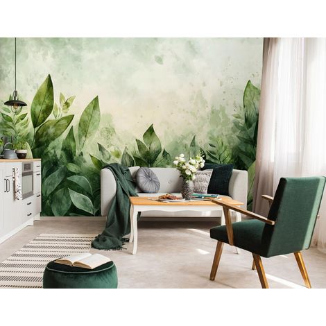 Vlies Fototapete Blätter 150x105 cm, Tapeten, für Wohn und Schlafzimmer, Vliestapete Wandtapete Tapete 3D Effekt- inkl. Kleister - Natur tropisch botanisch grün, WallArena (1/4)