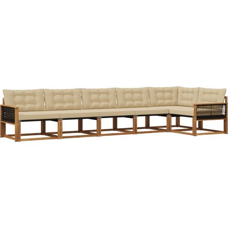 Outdoor-Sofagarnitur mit Kissen 6 pcs Natur und Beige vidaXL