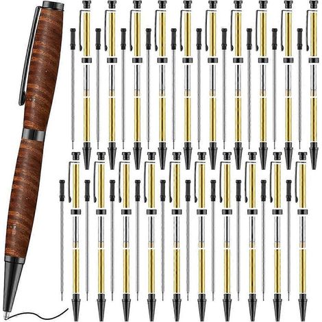Ensemble de 20 stylos fins de 7 mm avec recharges, kit de stylos rotatifs en bois C (1/5)