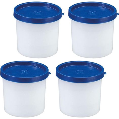Westmark 4 Barattoli per erbe aromatiche, incl. coperchio, capacità: 200 ml l'uno, impilabili, plastica, Trio, colore: trasparente/blu, 25842270 (1/5)